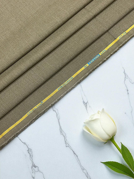 Ambassador Wash & Wear – Light Olive Brown Unstitched Fabric (Winter Edit 2025)