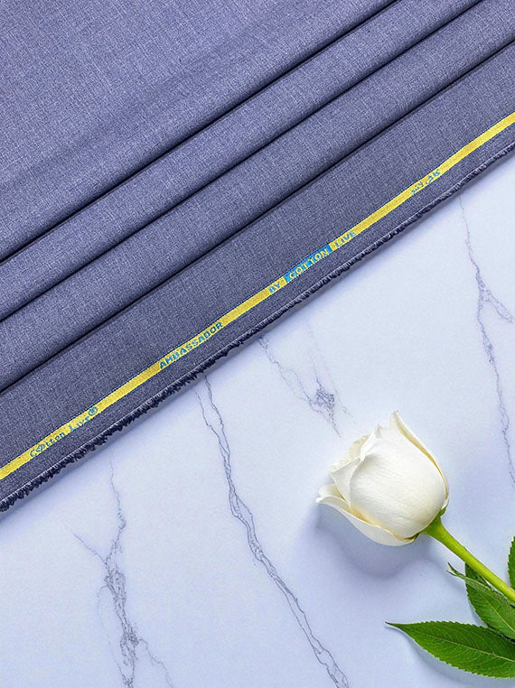 Ambassador Wash & Wear – Steel Blue Unstitched Fabric (Winter Edit 2025)