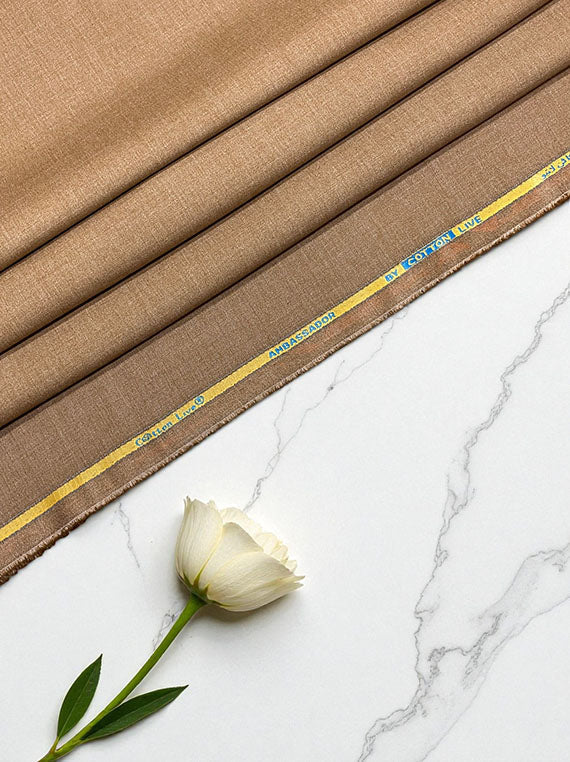 Ambassador Wash & Wear – Warm Camel Unstitched Fabric (Winter Edit 2025)