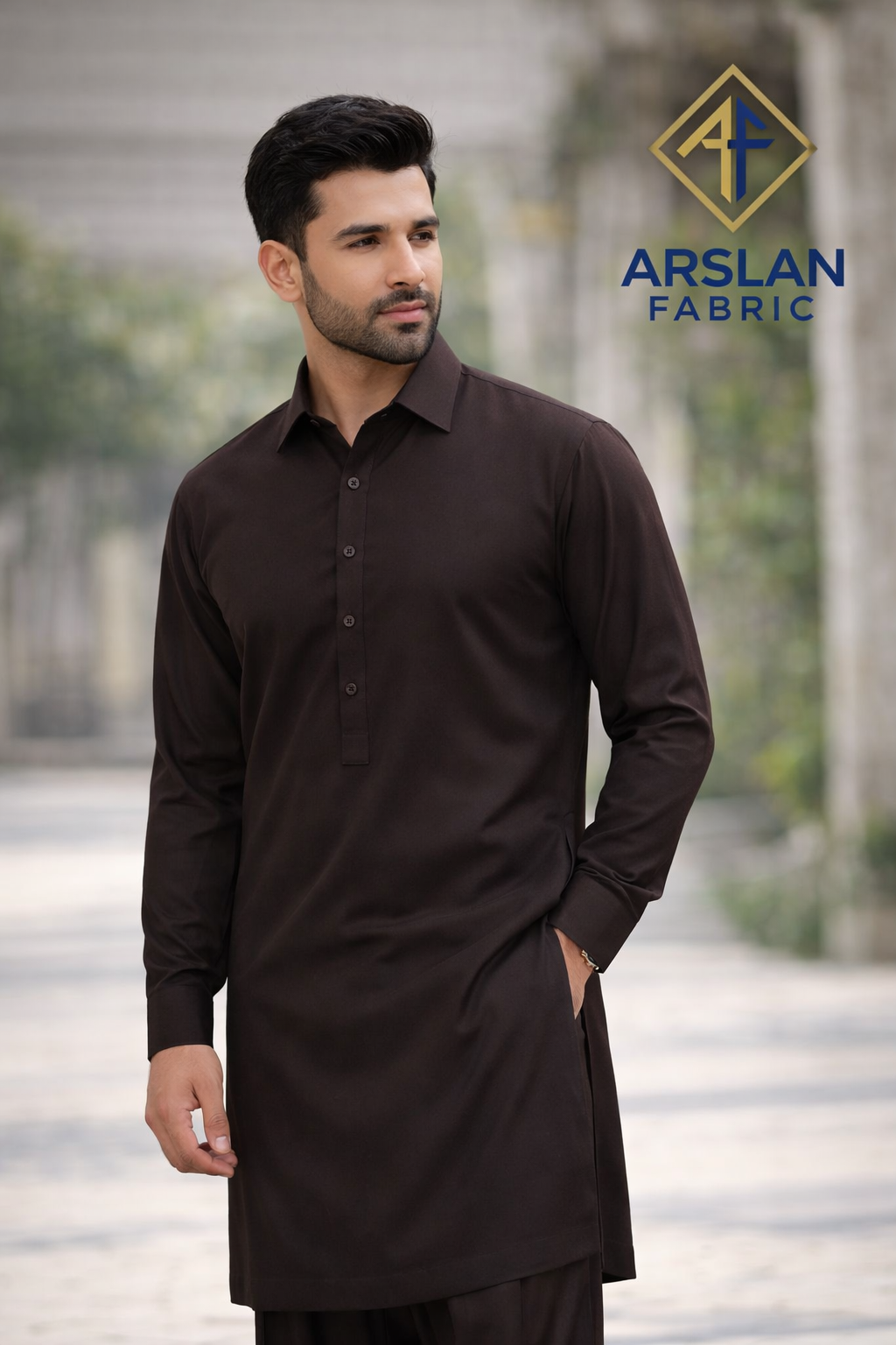 Premium Dark Chocolate Wash & Wear Fabric | Rich Elegant Shade | Arslan Fabric Pakistan