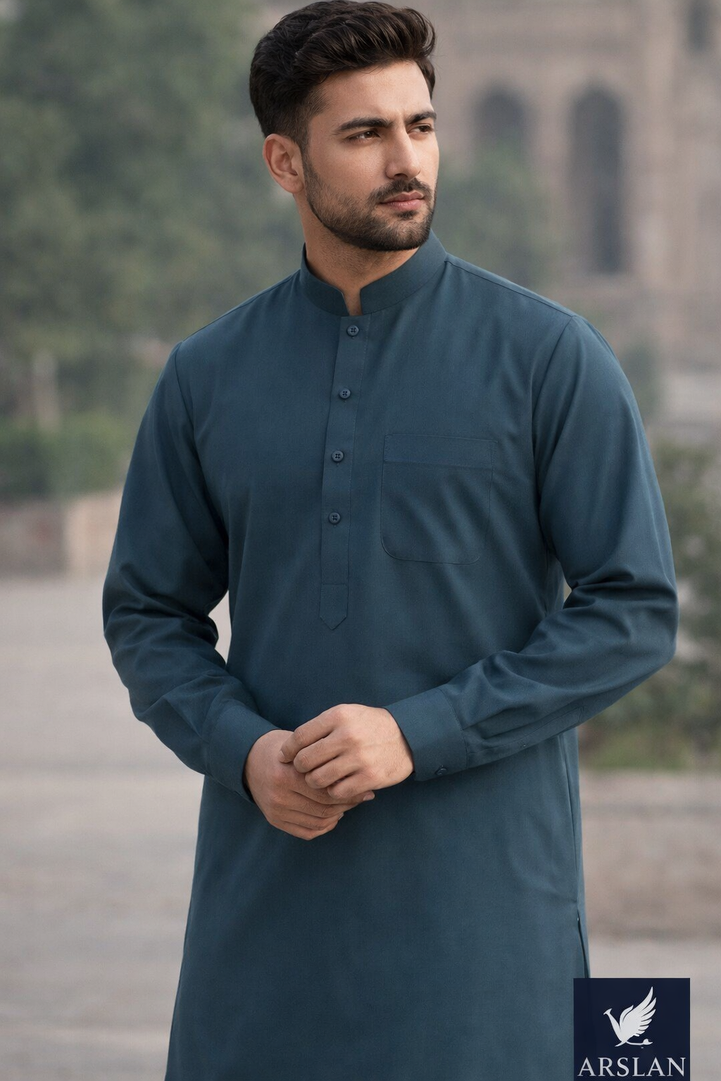 FlexWear Wash & Wear Fabric – Premium Smooth Finish (Steel Blue Shade)