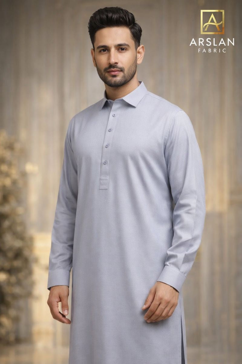 Premium Light Grey Men’s Unstitched Fabric – Elegant & Classic Look