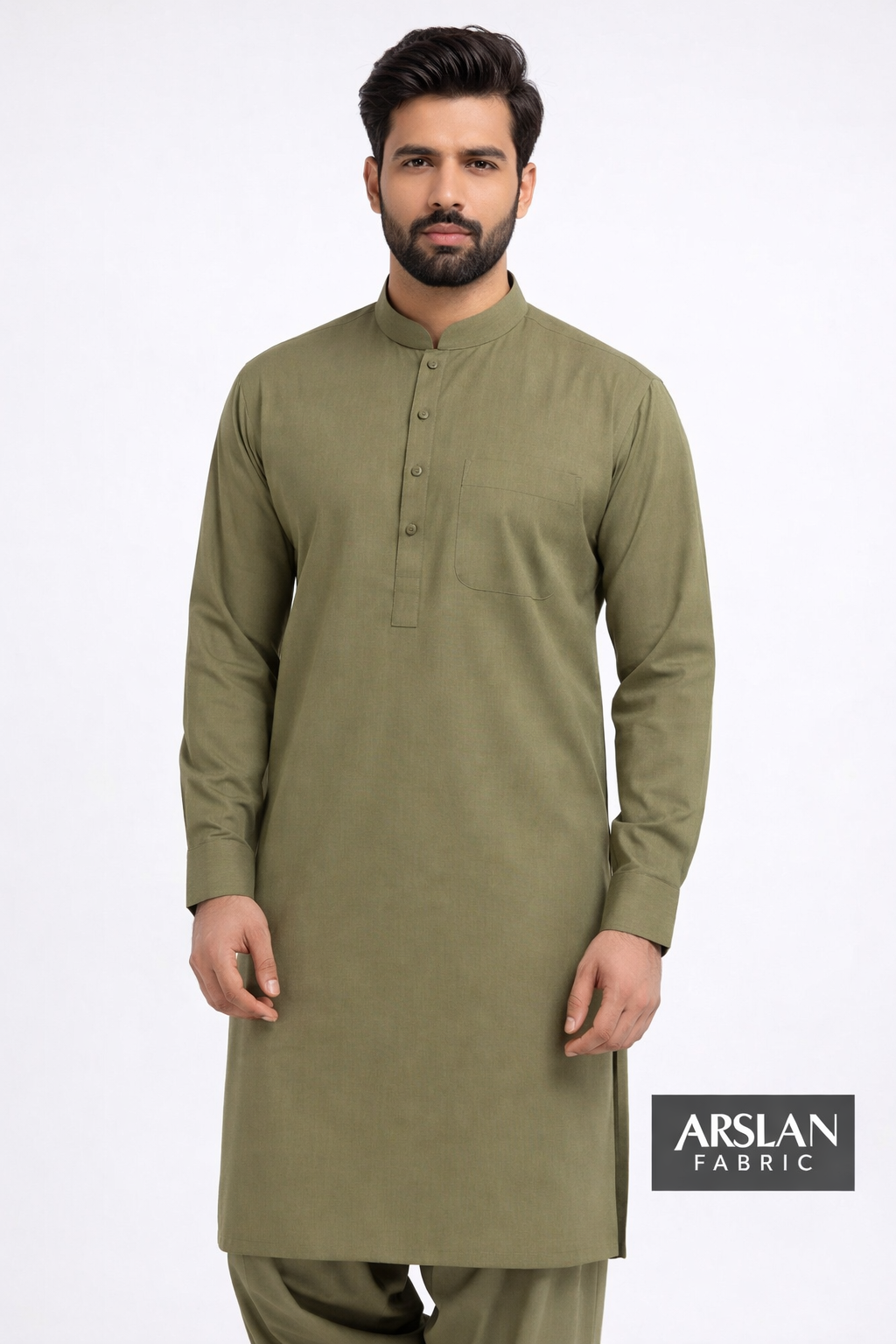 Premium Olive Green Plain Fabric – Soft & Elegant Finish