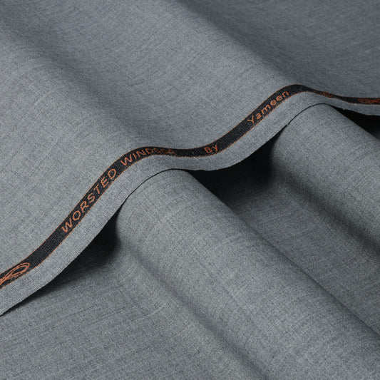 Worsted Windsor Silver Suiting Fabric – Premium Soft & Graceful (4.5 Meter / 177 Inches)